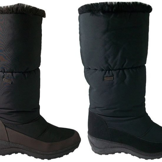 Bota alta Señora con membrana resistente al agua, piel y nylon, forro pelo, Marrón y Negro 2244