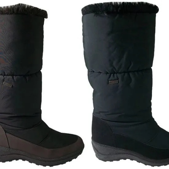 Bota alta Señora con membrana resistente al agua, piel y nylon, forro pelo, Marrón y Negro 2244