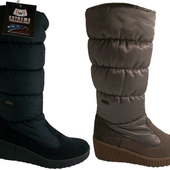 Bota alta Señora con membrana resistente al agua piel/nylon y forro borreguillo, Beige y Negro 2245