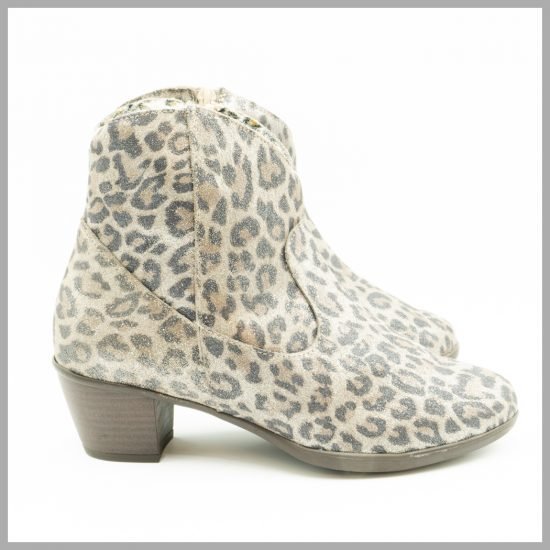 Bota mujer pelo denso leopardo color niquel 6893.